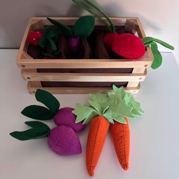 Pottery Barn Kids Soft Veggie Garden Set Pretend Play Fruit Vegetable Retired - Picture 5 of 5